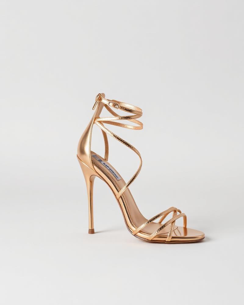 Gilded Strappy Stiletto Heels